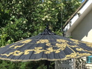 eight foot large oriental gold parasol