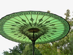 eight foot large umbrella green black gold 2