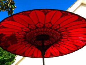 eight foot large umbrella red black 2b