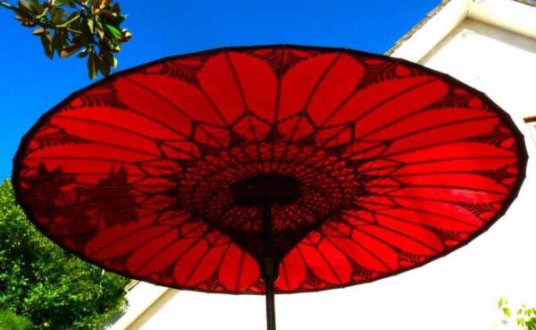 eight foot large umbrella red black 2b