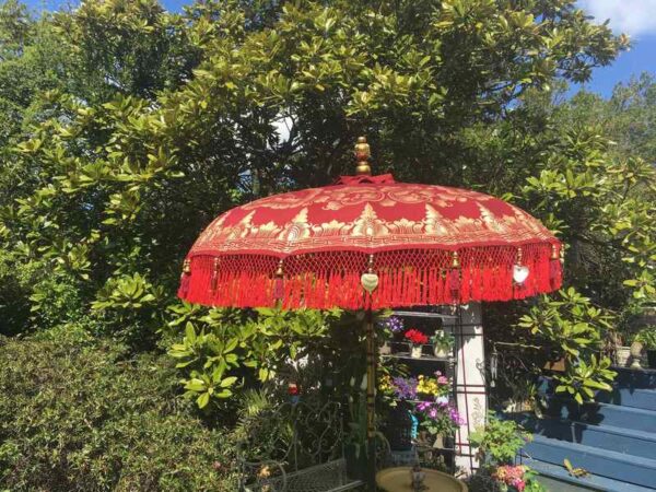 imperial red garden umbrella