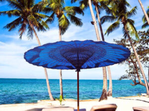 large blue beach umbrella