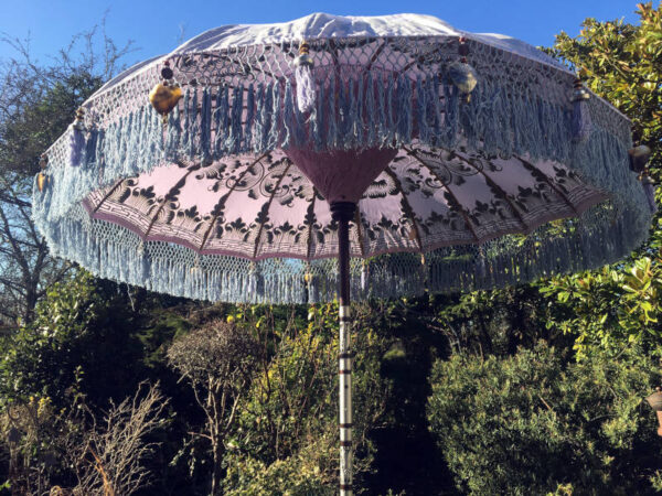 lavender and blue garden parasol