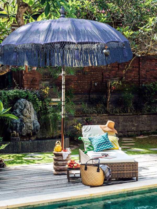 lavender and blue garden umbrella
