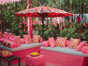 pink wedding umbrella