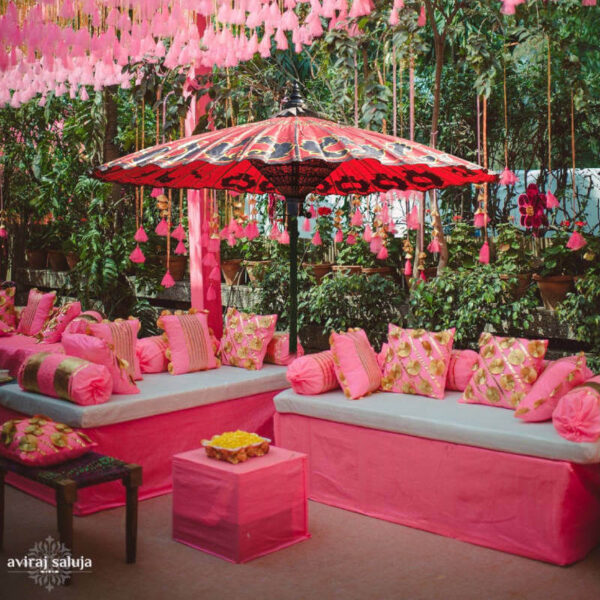 pink wedding umbrella