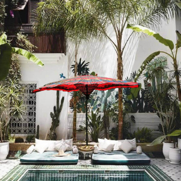 red backyard umbrella