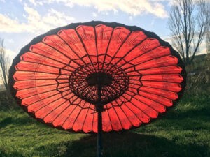 red designer parasol