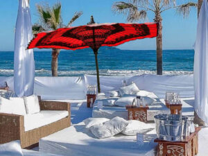 red pool umbrella