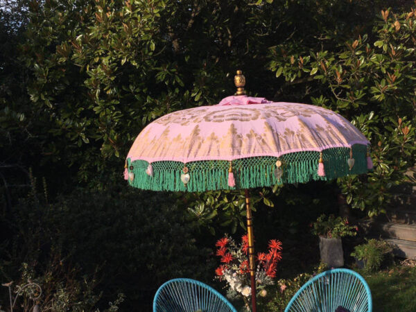 pink wedding parasol