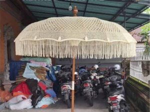 yellow macrame parasol