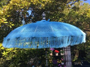 Blue woven umbrella