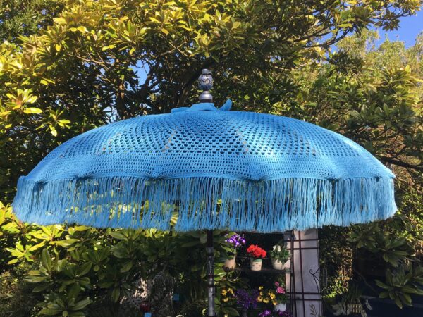 Blue garden parasol