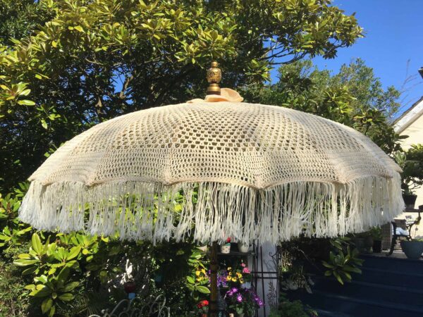 yellow macrame umbrella