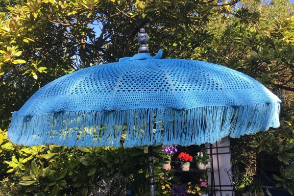 Blue woven umbrella