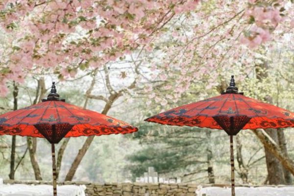 wedding parasol in red